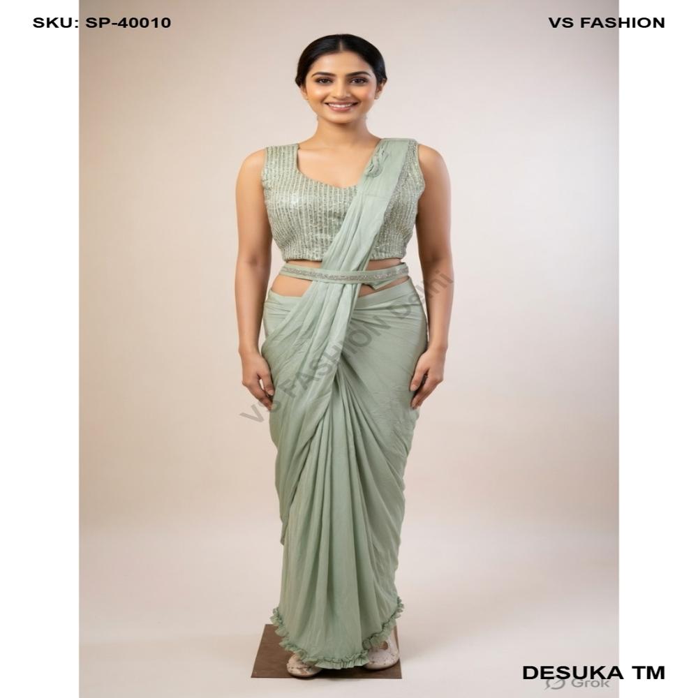SP-40010 Pre-Draped Lycra Saree Set