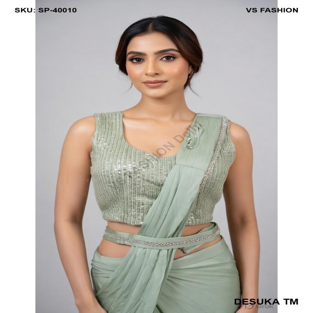 SP-40010 Pre-Draped Lycra Saree Set