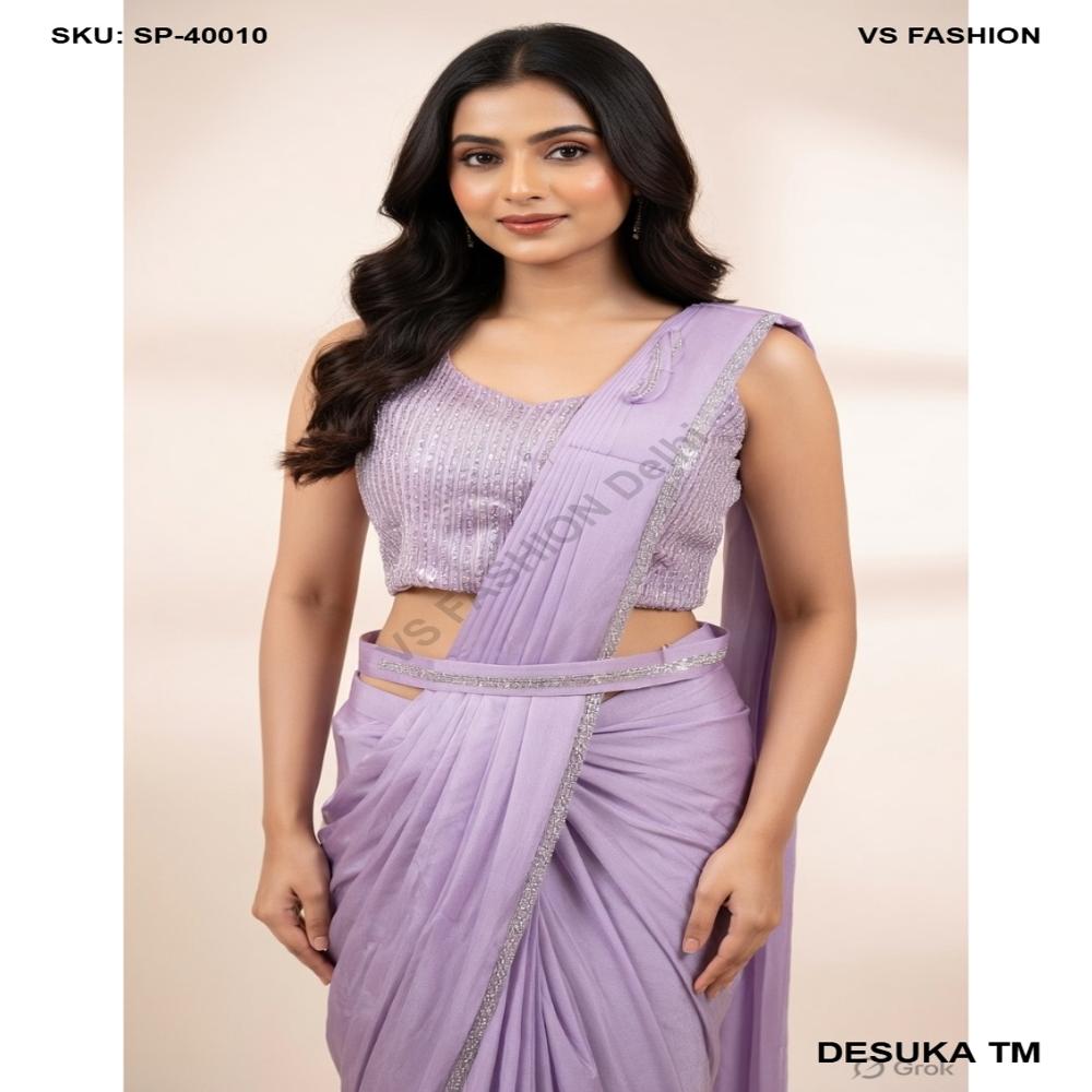 SP-40010 Pre-Draped Lycra Saree Set
