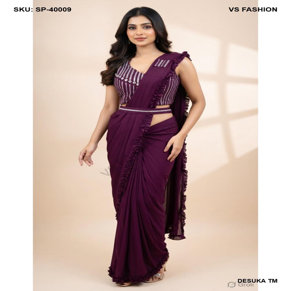 SP-40009 Pre-Draped Ruffle Saree