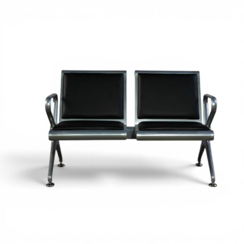 2 Seater Waiting Bench With Cushion - Color: Silver And Black