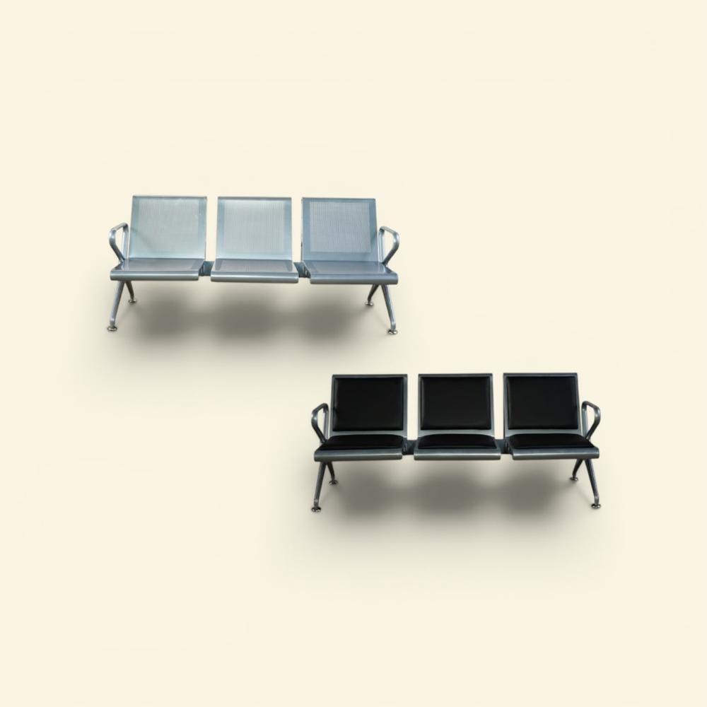 3 Seater Waiting Bench Without Cushion - Color: Silver/grey (Standard)