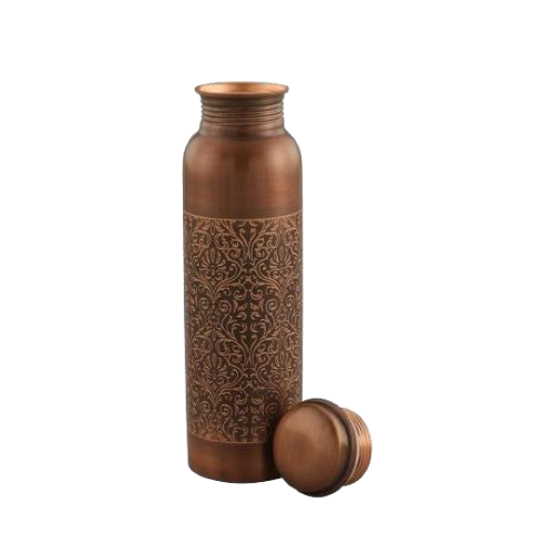 Copper Regular Antique Bottle - Pure Copper 28x7.5 cm, Antique Finish, Leak-Proof Cap