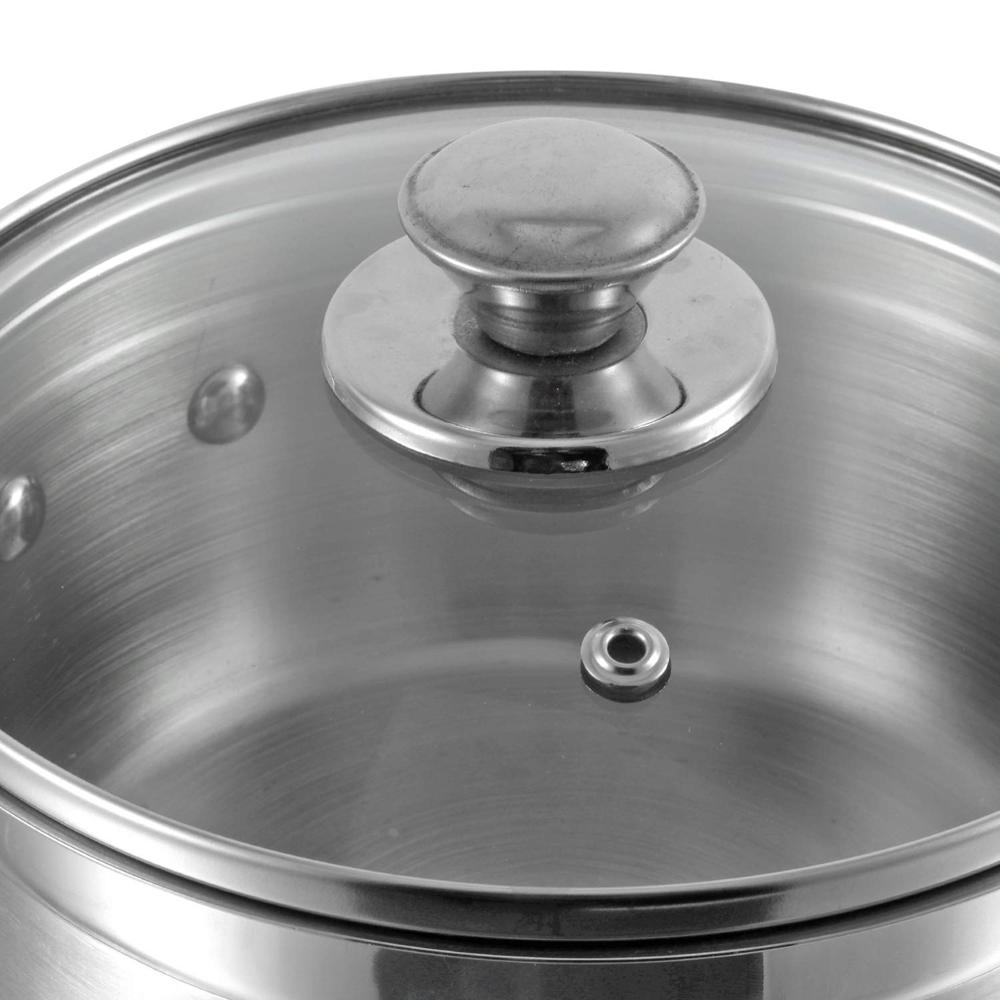 Vinod Stainless Steel Two Tone Saucepan with Glass Lid - Diameter 16 cm, Capacity 1.5 Litre (Induction and Gas Stove Friendly), 2 Year Warranty, Silver
