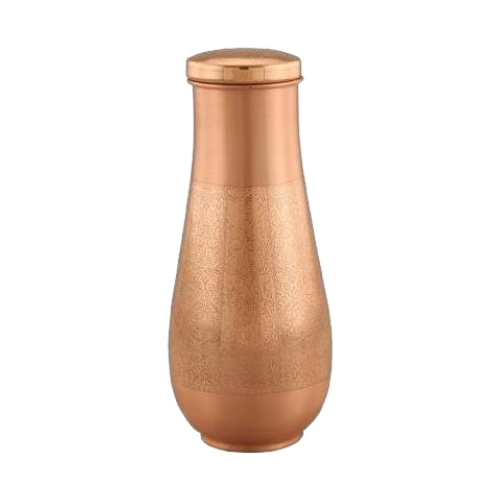 Copper Tulip Pot - 99.9% Pure Copper, 900ml, Glossy Etched Finish | Tulip Design, Screw Cap Lid, Corrosion Resistant