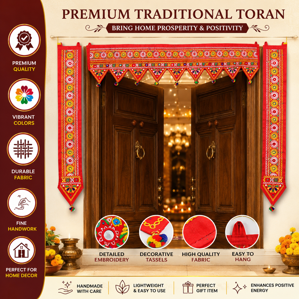 Krishna Handloom Bandhanwar For House Entrance G 24 - Color: Red