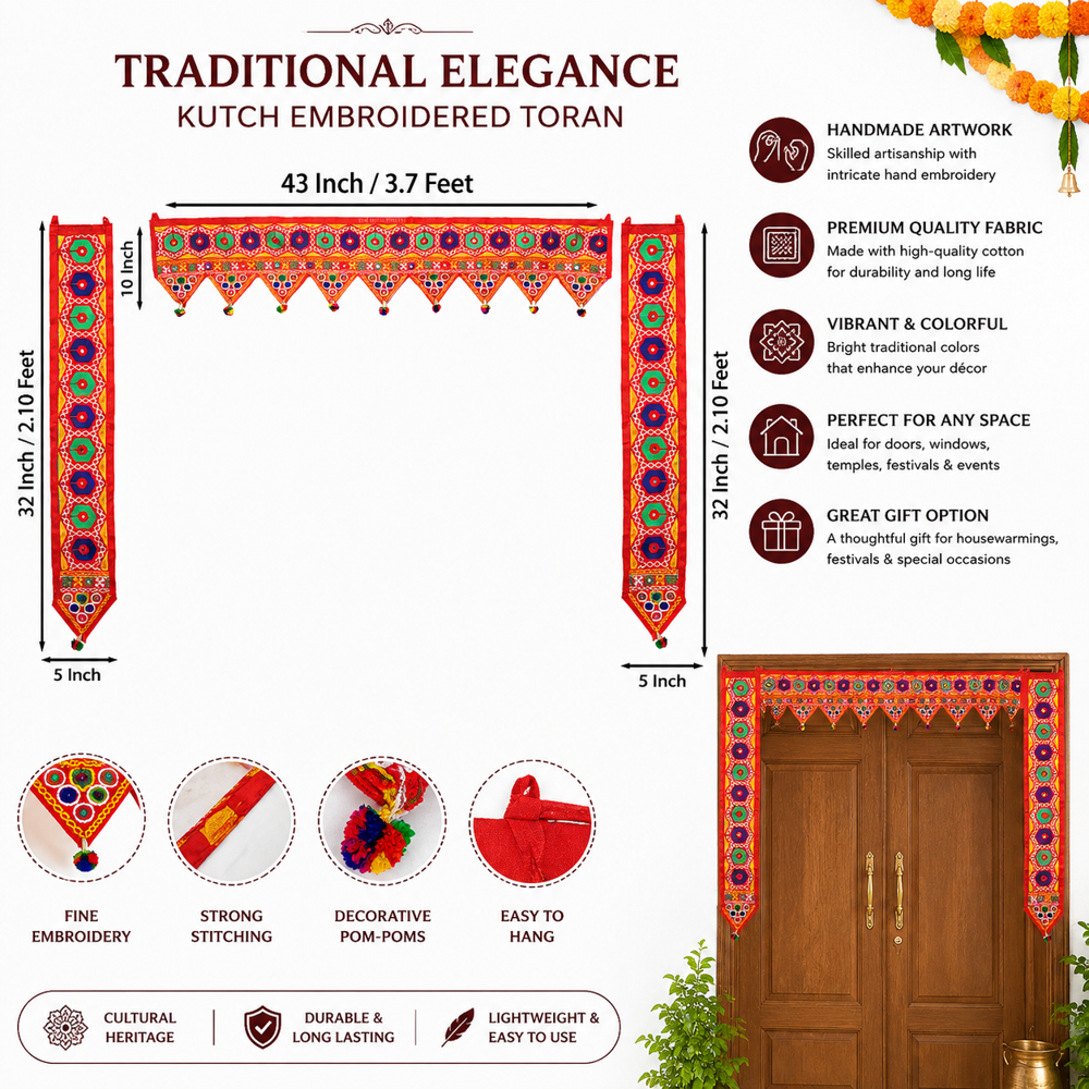 KRISHNA HANDLOOM L Shape Door Toran for Indian Home Decor H 5