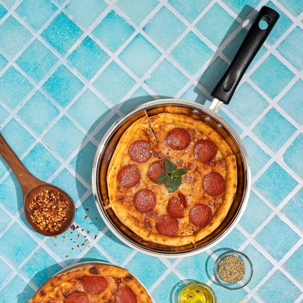 Vinod Stainless Steel Frypan - 22 cm | Skillet Pan for Frying | SAS Bottom | Cool Touch Bakelite Handle | Induction and Gas Base| 2 Year Warranty - Silver 1.7 cm 
