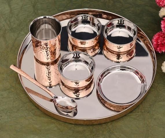 Copper Steel Bhojan Thali - Diameter: 12 Inches Approx.