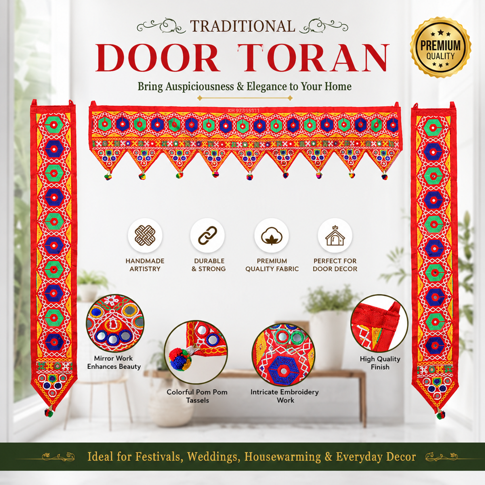 KRISHNA HANDLOOM Temple Entrance Toran for Indian Home Decor H 12