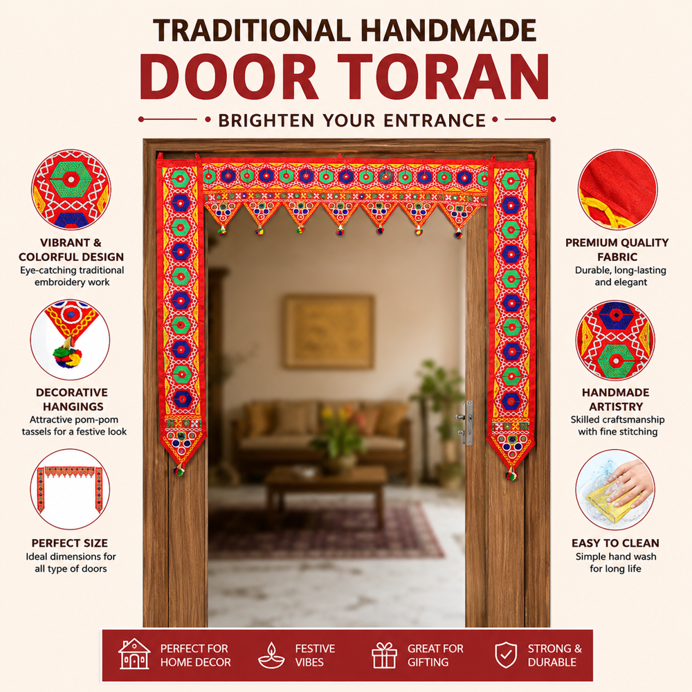 KRISHNA HANDLOOM L Shape Door Toran for Home Decoration H  26