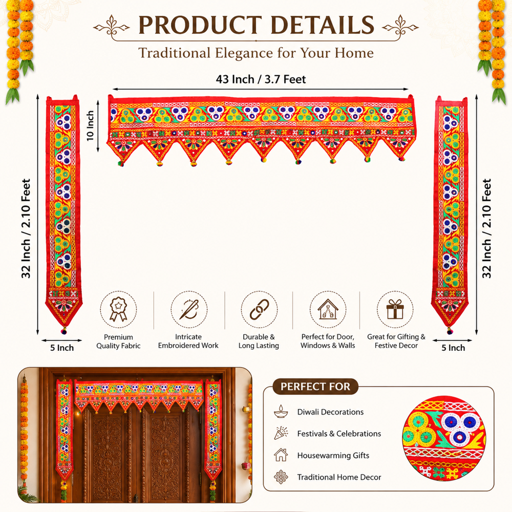 KRISHNA HANDLOOM Gujarati Toran for Home Decoration I 1
