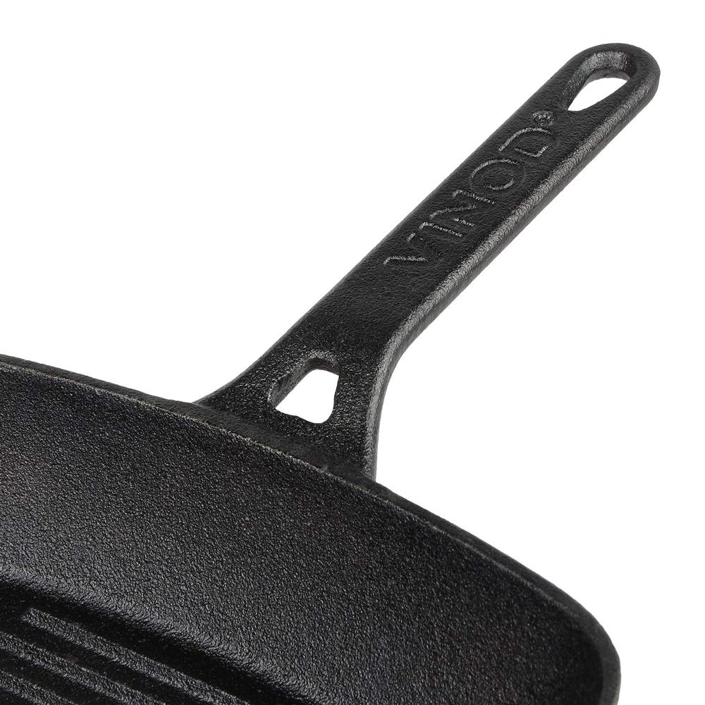 Vinod Legacy Pre Seasoned Cast Iron Grill Pan - 24 cm | Naturally Non Stick Loha Barbeque/Tandoor Grill Pan | 100% Pure | Easy Pour Spout | Toxin Free | Safety Sleeve 2 Ltr 
