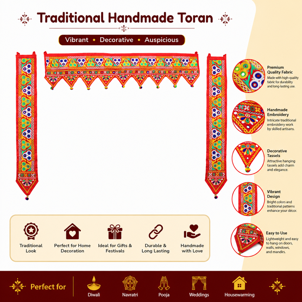 KRISHNA HANDLOOM Temple Entrance Toran for Home Decoration I 7
