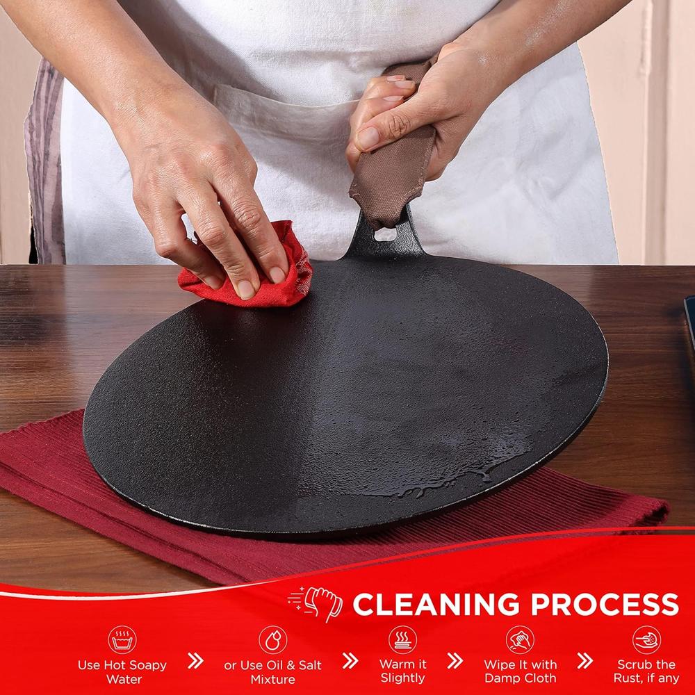 Vinod Legacy Pre-Seasoned Cast Iron Flat Multi Tawa 30 cm | Naturally Stick Free Pure Surface | Healthy Cooking Roti, Chapati, Dosa & Paratha | Chemical Free | Gas Compatible | Heavy Duty