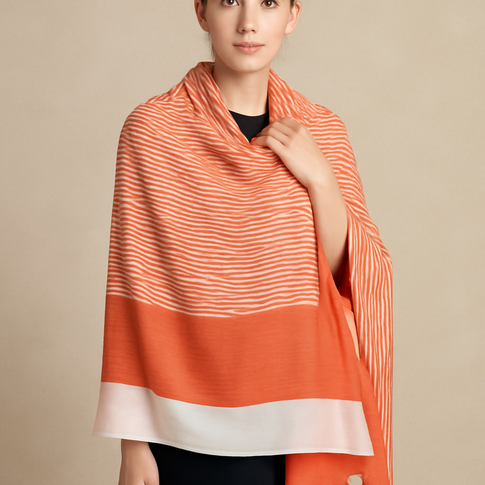 Fine wool ikkat stripe stoles