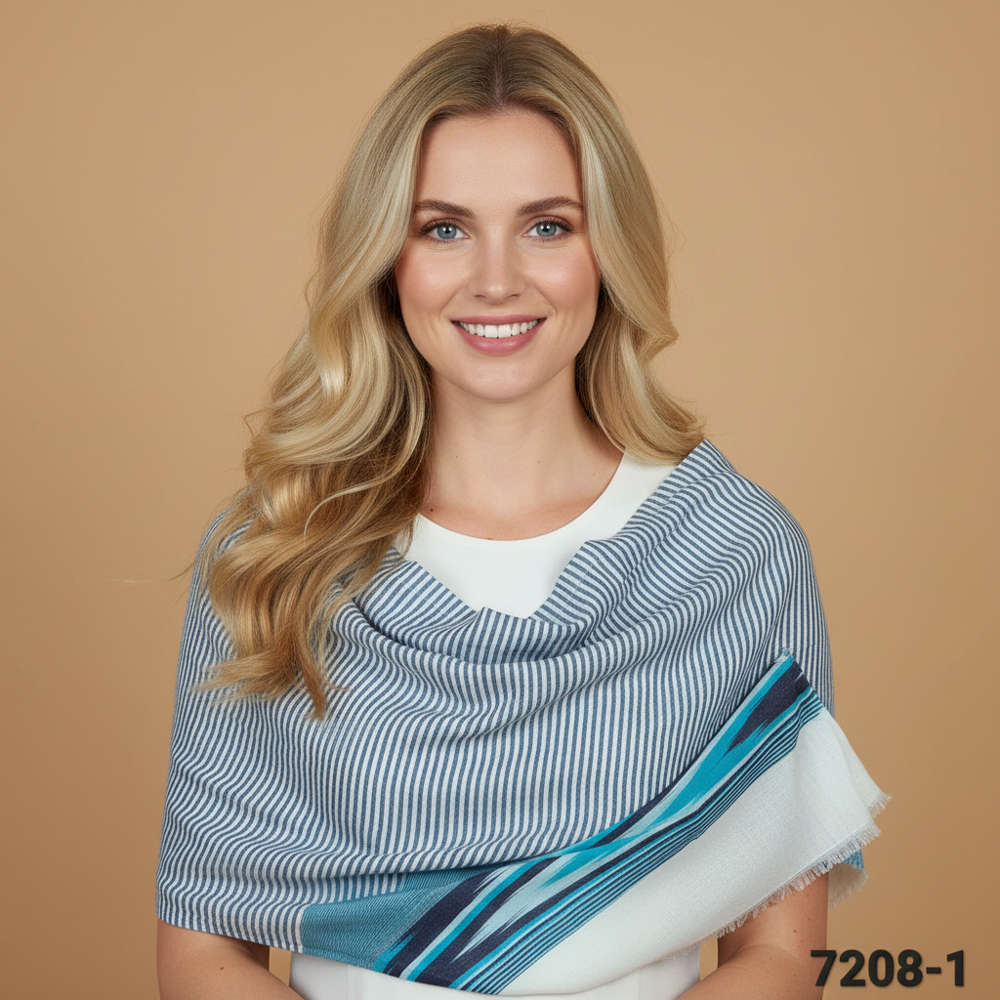 Fine wool ikkat stripe stoles