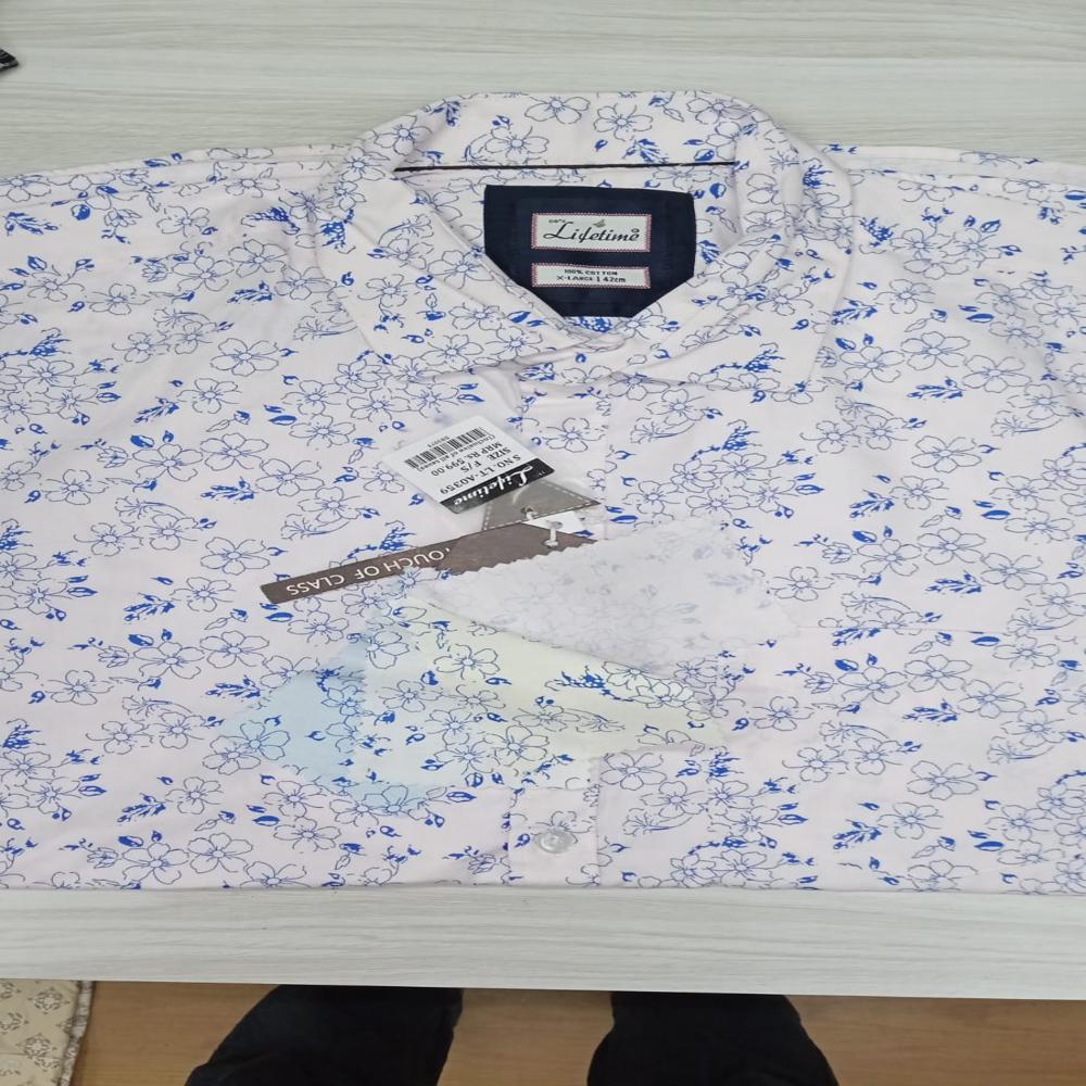 white pinted cotto shirt