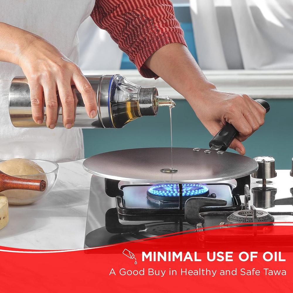 Vinod Zest Aluminium Non Stick Concave Tawa - 24cm | Roti/Chapati/Paratha/Dosa Tawa | 4mm Thick | Bakelite Handle | Induction and Gas Base | 1 Year Warranty
