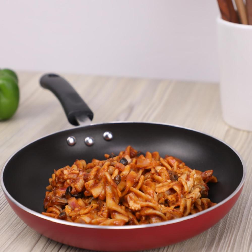 Vinod Zest Inducto Aluminium Non Stick Frypan - 24 cm | 3mm Extra Thick | 3 Layer Coating | Swiss Quality | Metal Spoon Friendly | Induction Base | 1 Year Warranty - Red