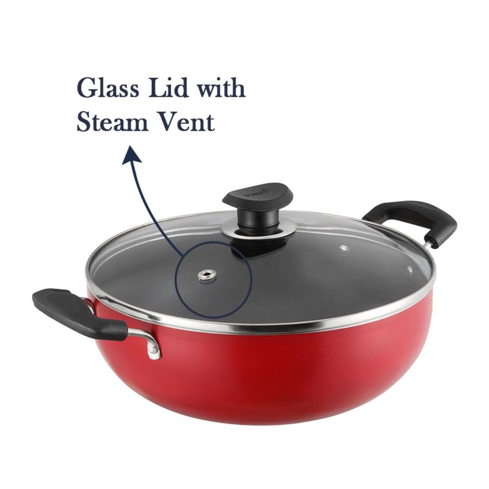 Vinod Zest Deep Kadhai with Glass