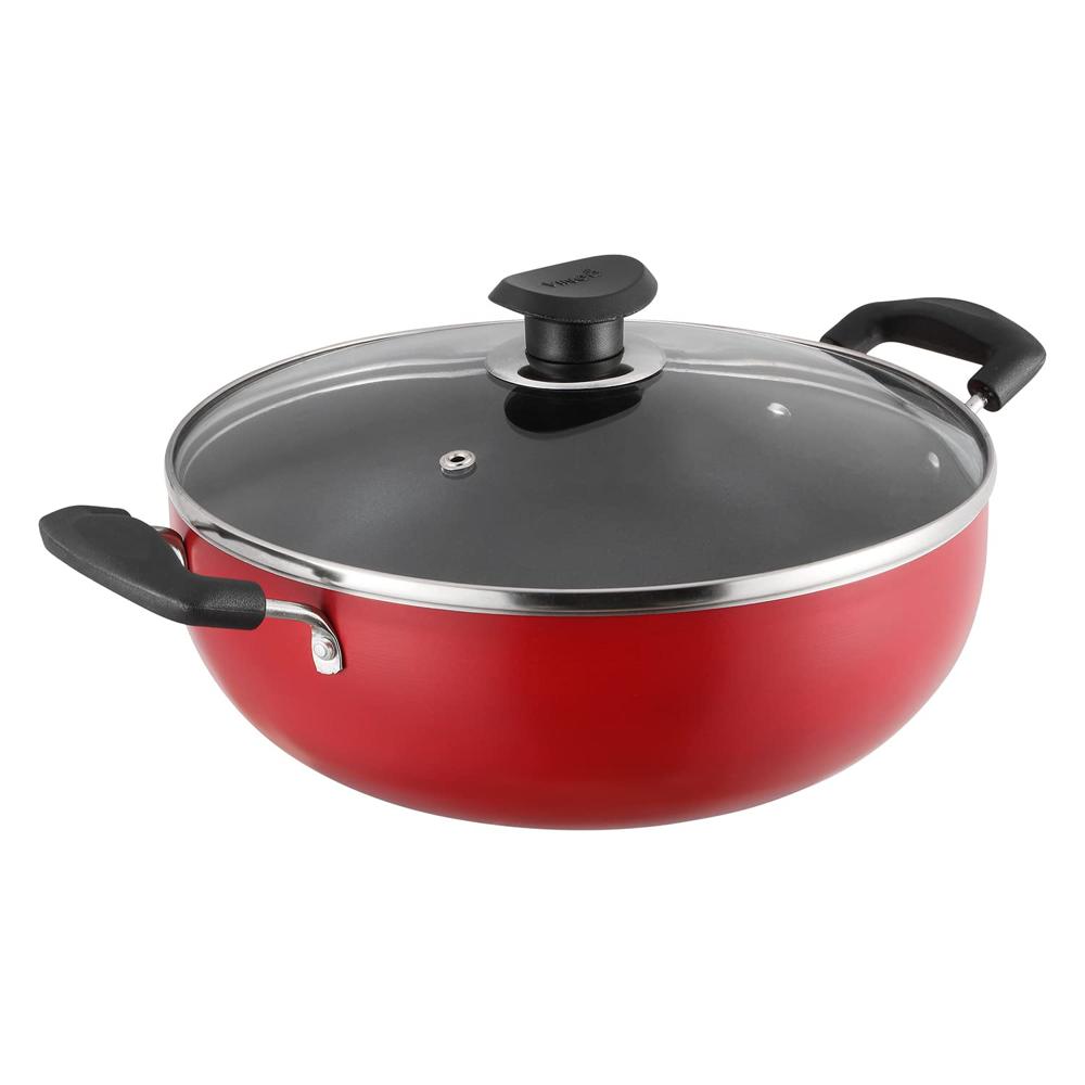 Non Stick Deep Kadhai with Glass Lid - 5.5 Litre