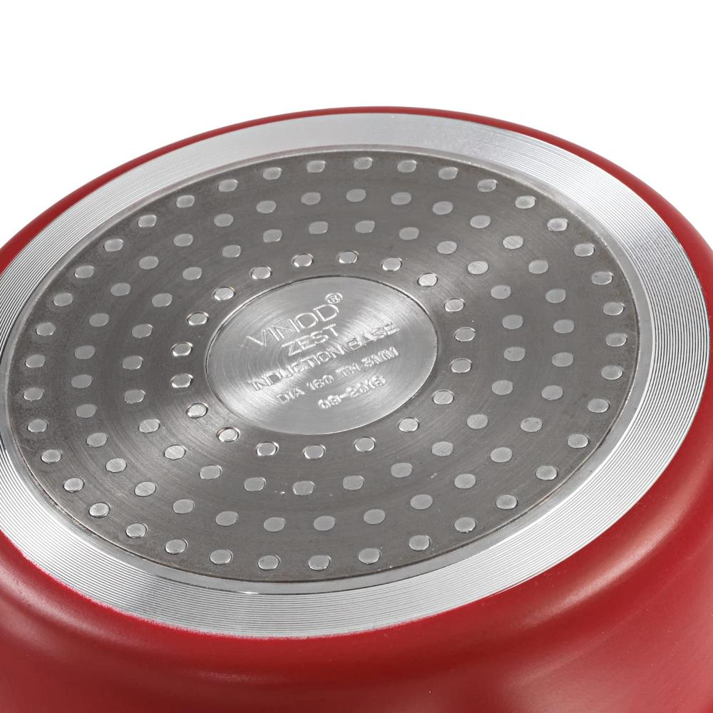 Vinod Zest Aluminium Non Stick Saucepan with Glass Lid - 1.6 Litre, 16 cm | | Roti/Chapati/Dosa Tawa | 3mm Thick | Bakelite Handle | Induction Base | 1 Year Warranty