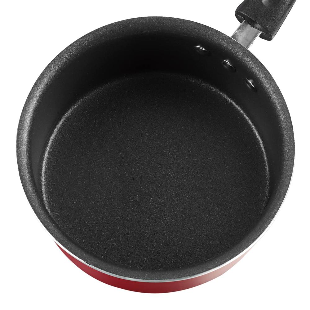 Vinod Zest Aluminium Non Stick Saucepan with Glass Lid - 1.6 Litre, 16 cm | | Roti/Chapati/Dosa Tawa | 3mm Thick | Bakelite Handle | Induction Base | 1 Year Warranty