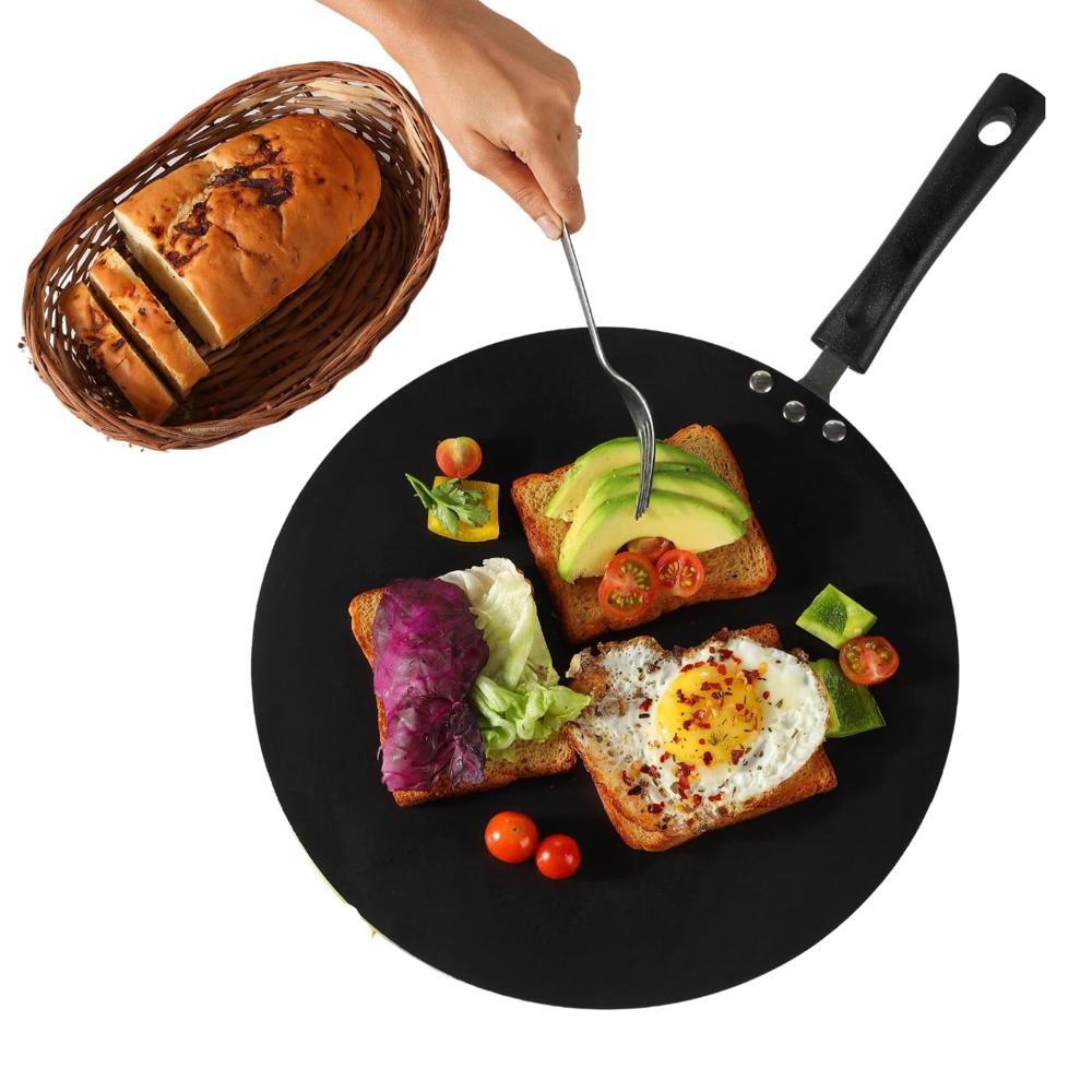 Vinod Zest Aluminium Stick Free Flat Base Multi Tawa 28 cm | 3 Layer Ceramic Coating | 4 mm Extra Thick Dosa Tawa | Bakelite Handle | Gas Stove Friendly | Scratch Resistant | 1 Year Warranty