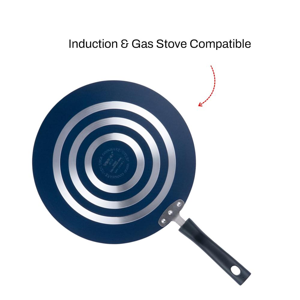 Vinod Zest Aluminium Flat Non Stick Roti/Dosa Tawa - 32.5 cm | 4mm Extra Thick Base Tava, 3 Layer Ceramic Coating, Even Heating, Gas Stove & Metal Spoon Friendly, Perfect for Dosa, Roti, Pancake