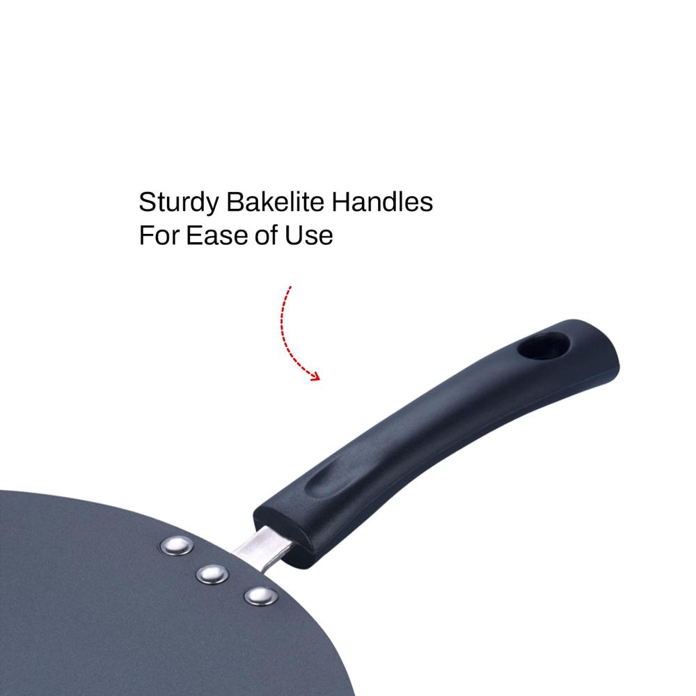 Vinod Zest Aluminium Flat Non Stick Roti/Dosa Tawa - 32.5 cm | 4mm Extra Thick Base Tava, 3 Layer Ceramic Coating, Even Heating, Gas Stove & Metal Spoon Friendly, Perfect for Dosa, Roti, Pancake
