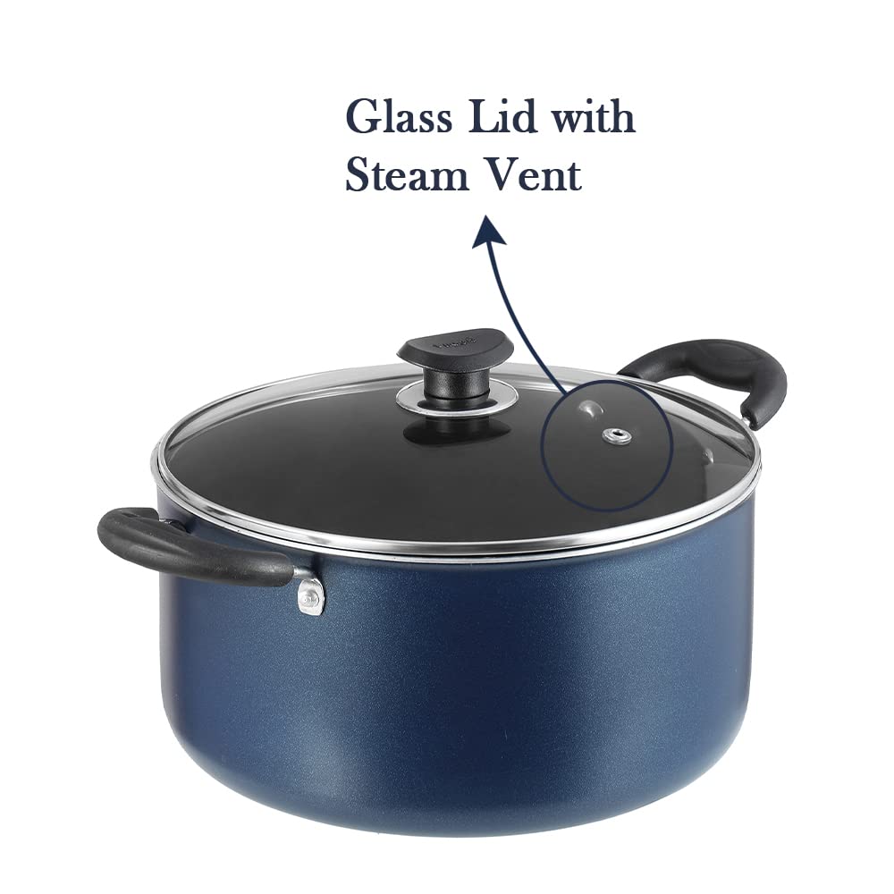 Vinod Zest Aluminium Non Stick Saucepot with Glass Lid - 2.2 Litre, 18 cm | 3 mm Extra Thick | Swiss Quality | 3 Layer Coating | Metal Spoon Friendly - 1 Year Warranty