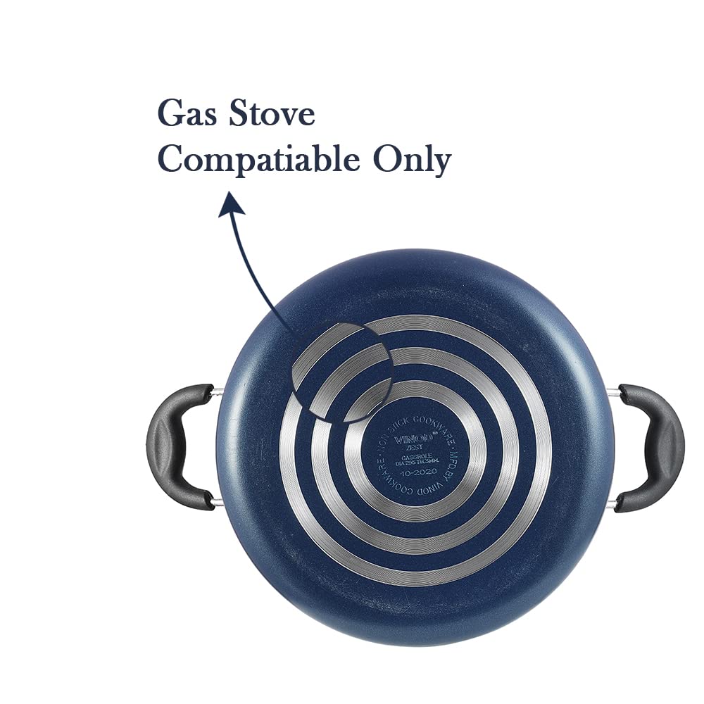 Vinod Zest Aluminium Non Stick Saucepot with Glass Lid - 3.1 Litre, 20 cm | 3 mm Extra Thick | Swiss Quality | 3 Layer Coating | Metal Spoon Friendly - 1 Year Warranty