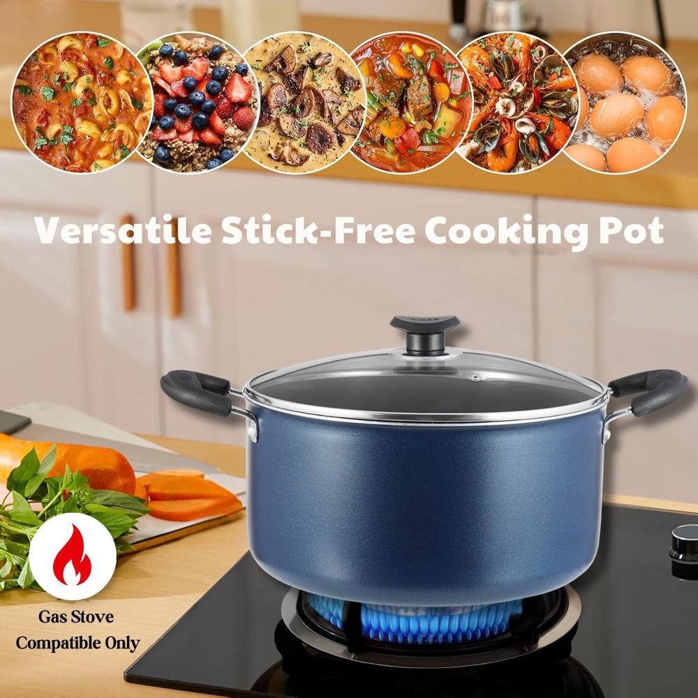 Vinod Zest Aluminium Non Stick Saucepot with Glass Lid - 8.8 Litre, 28 cm | 3 mm Extra Thick | Swiss Quality| 3 Layer Coating | Metal Spoon Friendly - 1 Year Warranty