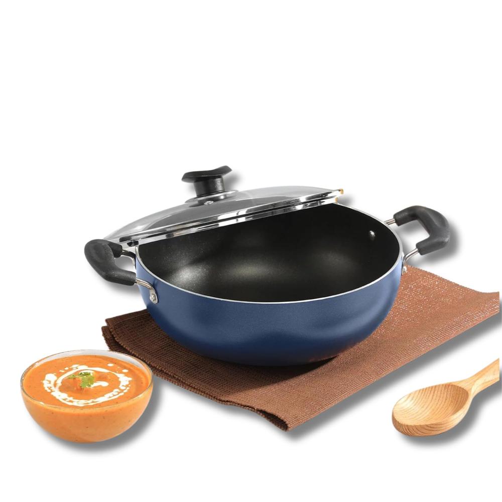 Non Stick Deep Kadhai with Glass Lid - 4.1 Litre