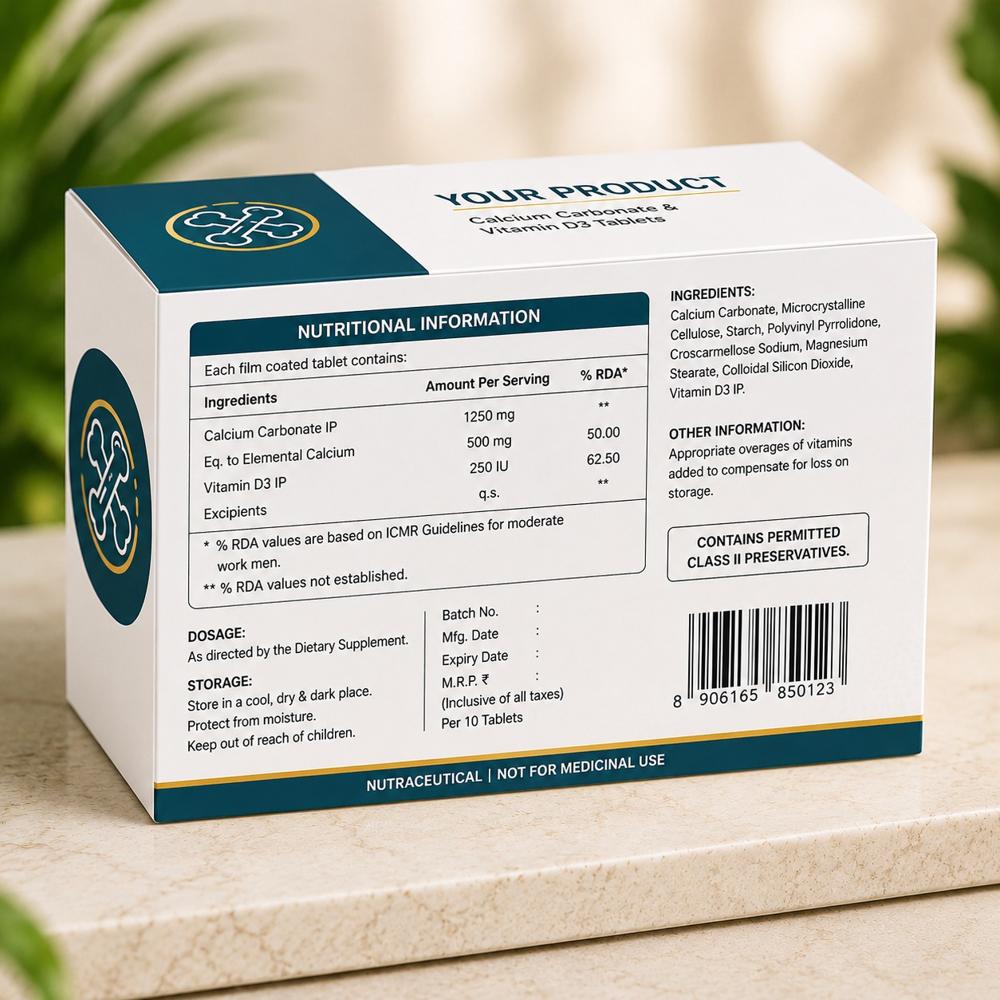 Calcium Carbonate with Vitamin D3 Tablets | Bone & Joint Health Supplement
