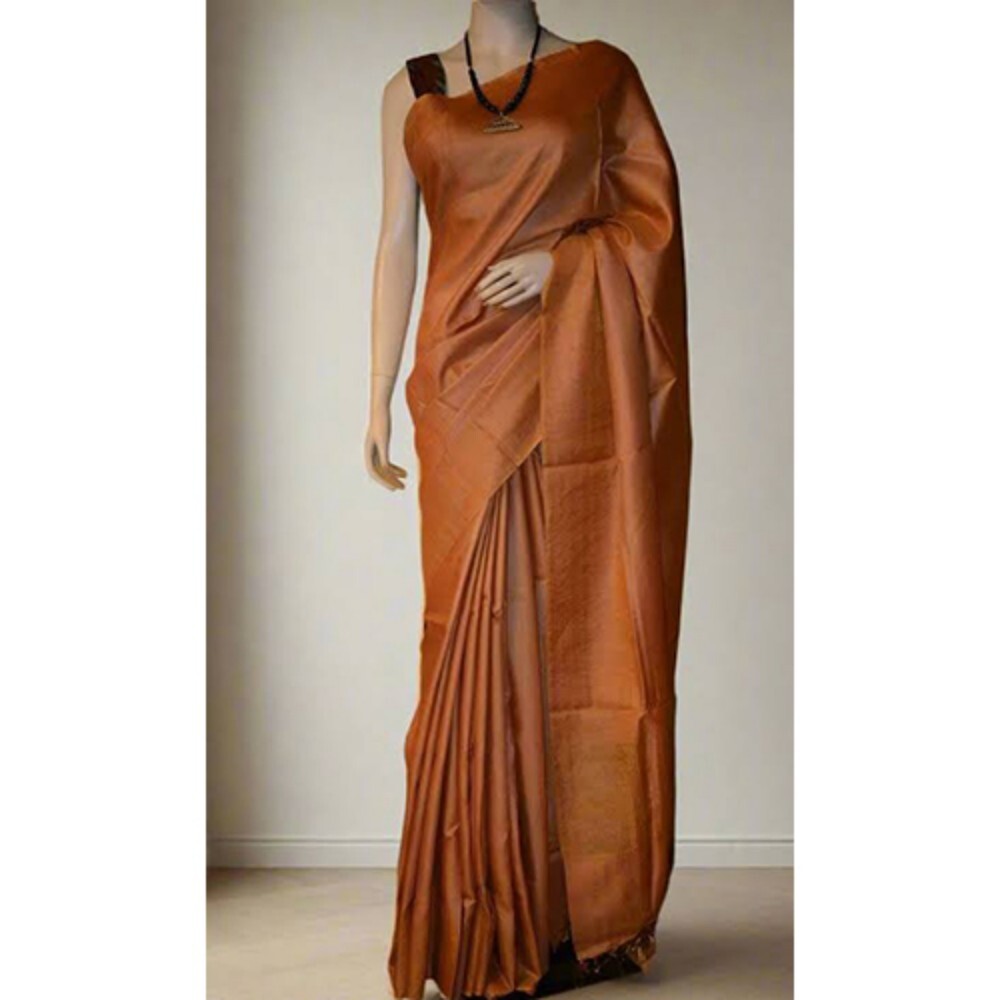 Tassar Munga Silk Saree - Color: Golden Beige