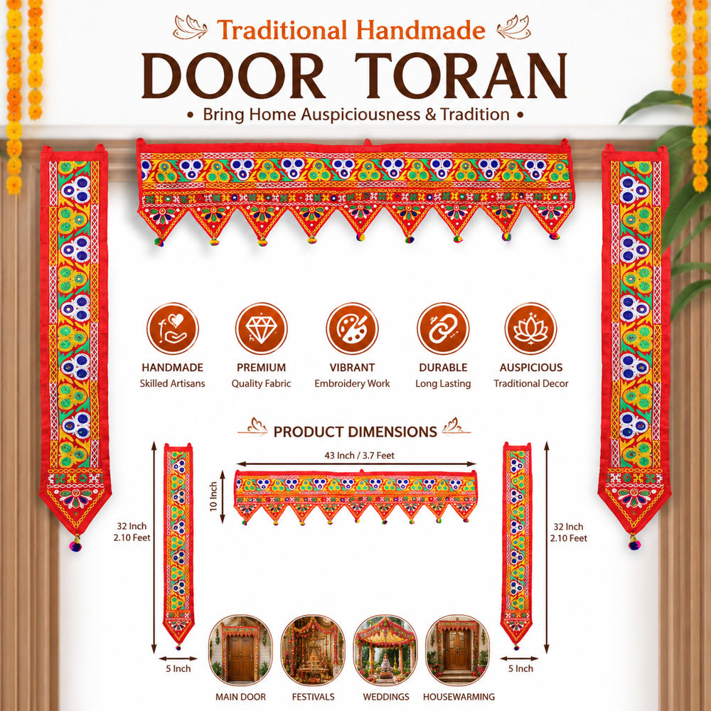 Handmade Toran For Festival Decoration - Color: Red