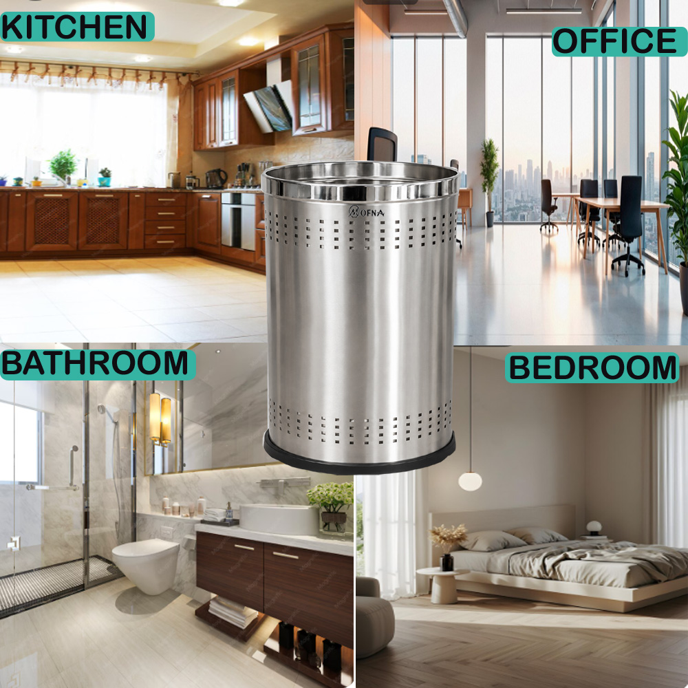 Mofna Stainless Steel silver Perforated Dustbin 10 Liter