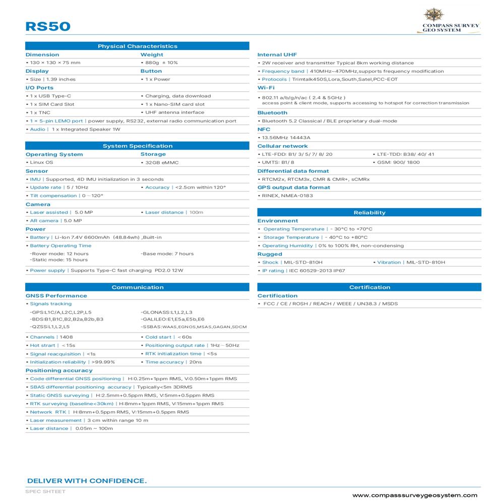 Rs50 Gnss Receiver - Accuracy: 8 To 10mm Mm