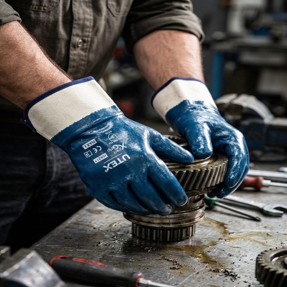 Utex Nitrile Full Deep Hand Gloves Cuff Type