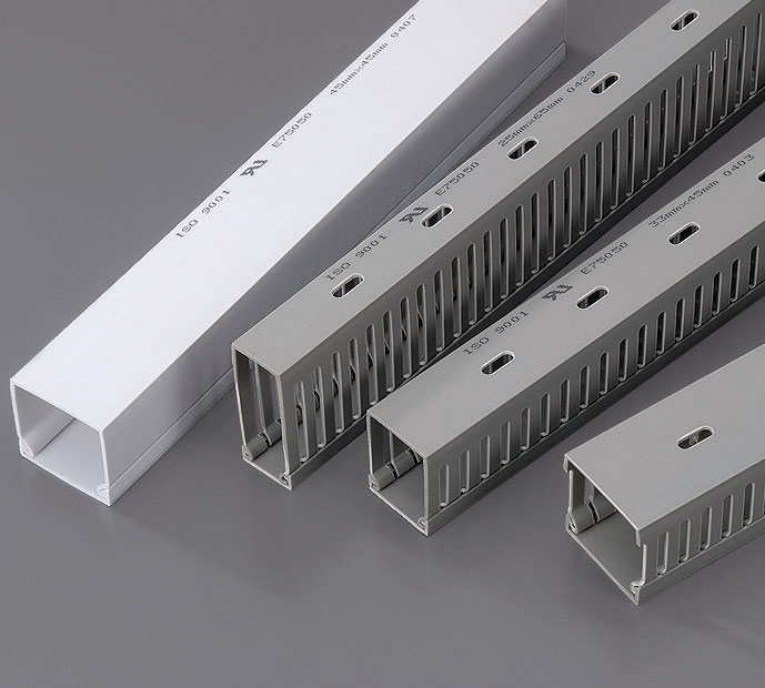 Wiring Ducts Gw-6060 - Rigid Pvc, 60x60 Mm, Grey/white, Flame-retardant, Snap-on Cover, Slotted Design