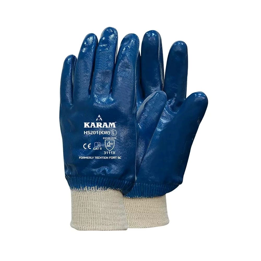 Karam Nitrile Full Dip Hand Gloves Wrist Type