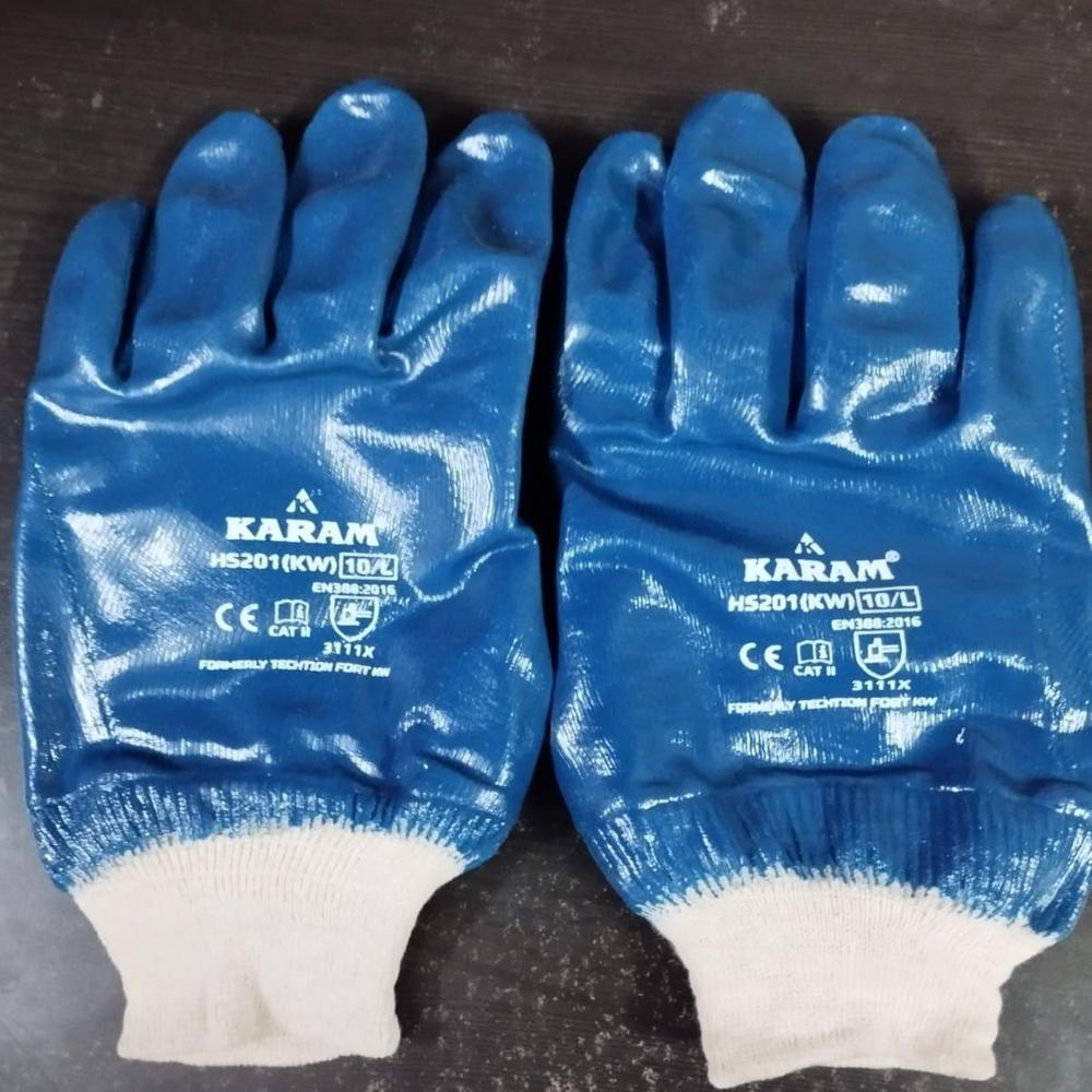 Karam Nitrile Full Dip Hand Gloves Wrist Type