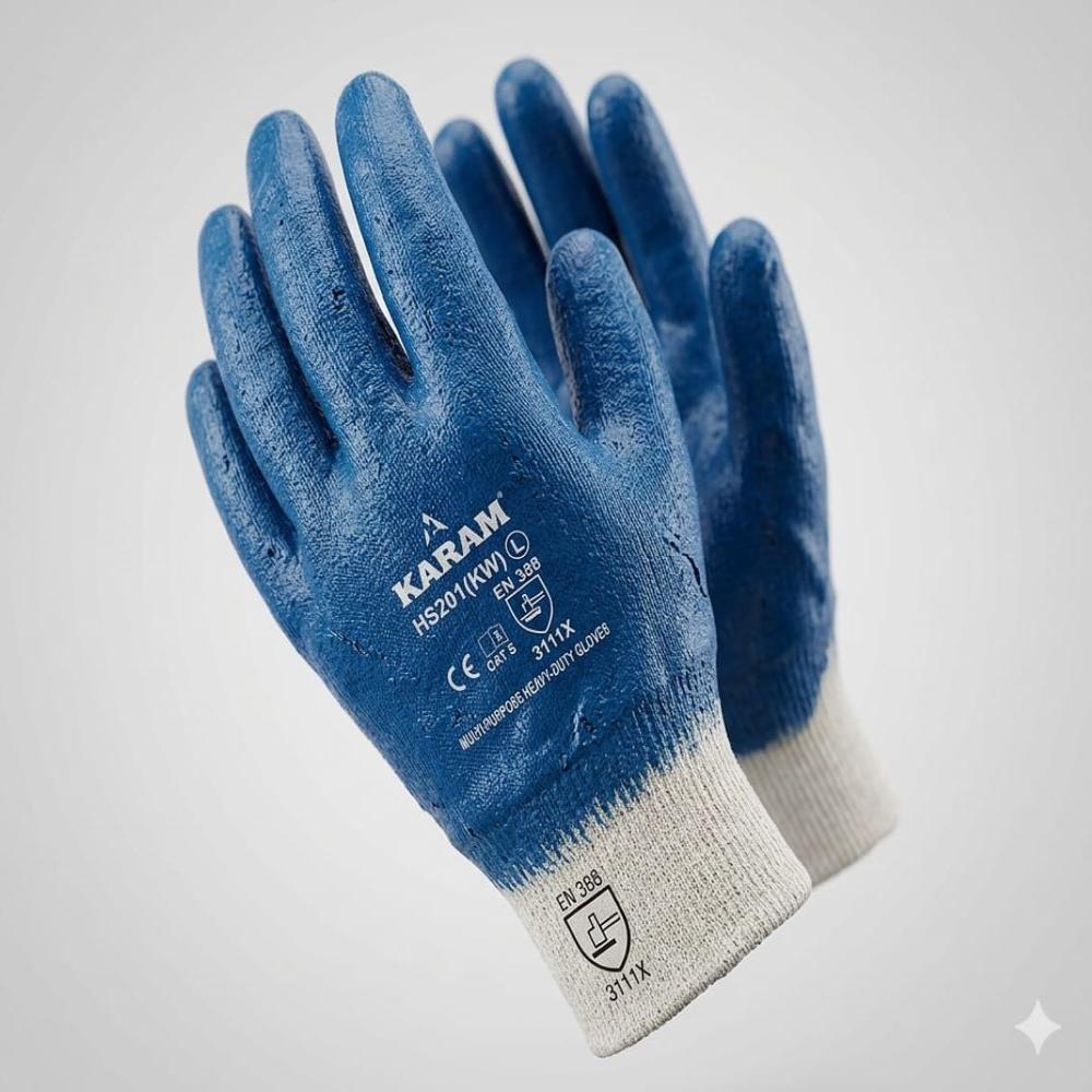 Karam Nitrile Full Dip Hand Gloves Wrist Type