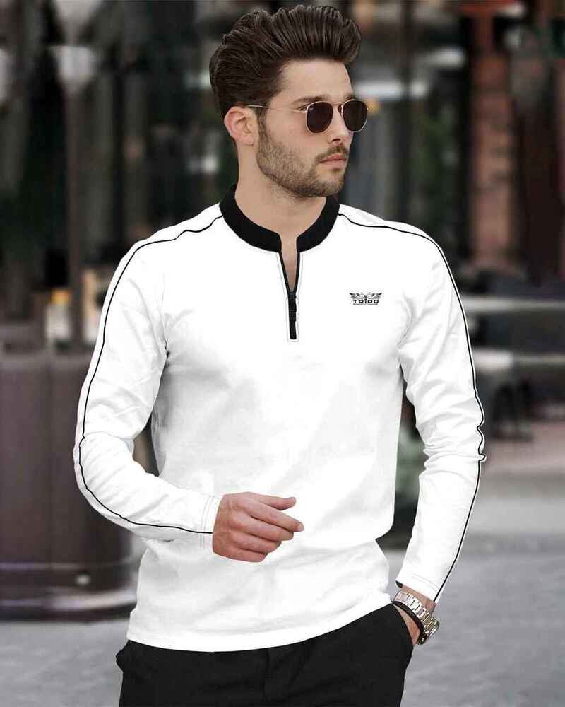 Cotton Blend White Full Sleeve T-shirts