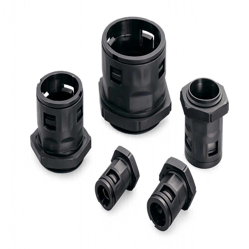 Conduit Fittings GCG12 - Nylon PA6, 12mm, Black, IP68 Rated, Flame Retardant, UV Resistant