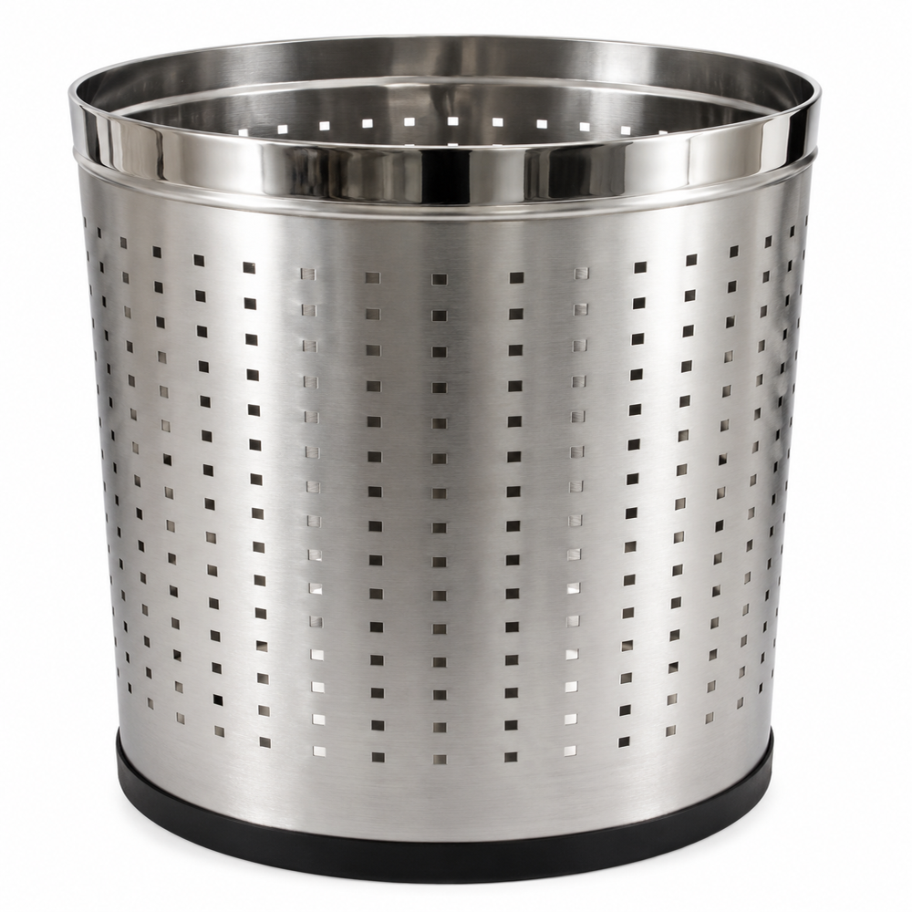 Mofna Stainless Steel Silver Perforated Dustbin 18 Liter