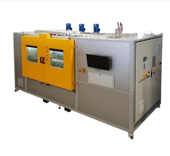 PVT Coolant Pulse Test Machine - Stainless Steel & Powder Coated MS, 3600x1200x1900 mm, Up to 10 Bar Gas Pressure | Automatic Leak Detection, PLC Control, Touch Screen HMI, Integrated Refrigeration, Adjustable Cycle Time, Data Logging, LED Chamber Lighting