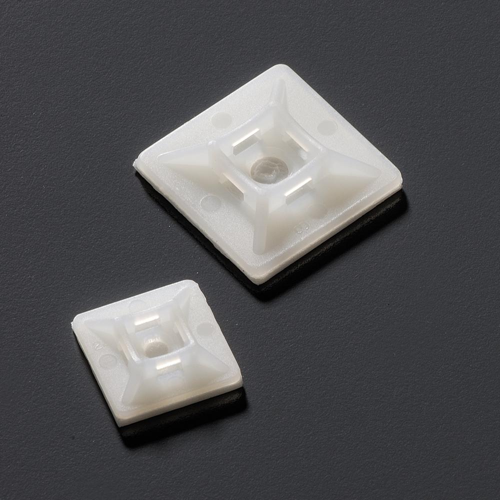 Self Adhesive Cable Tie Mounts Hw3ac - Nylon Pa66, Multiple Sizes, Natural White | Flame-retardant, Screw-mountable, High-tack Adhesive